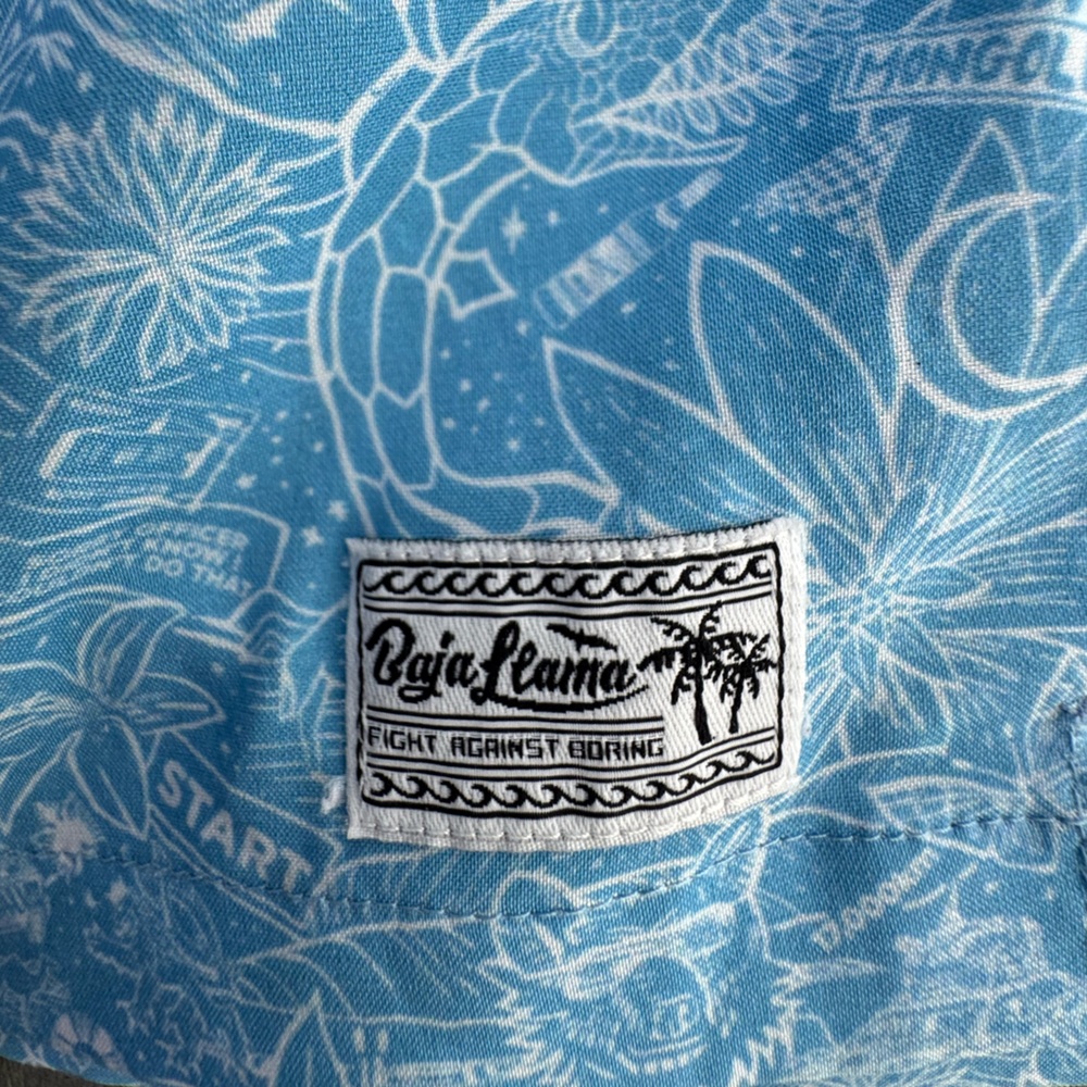 Light Blue Patterned Swim Trunks - image 2